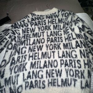 Helmut Lang Black and White Crewneck Sweater